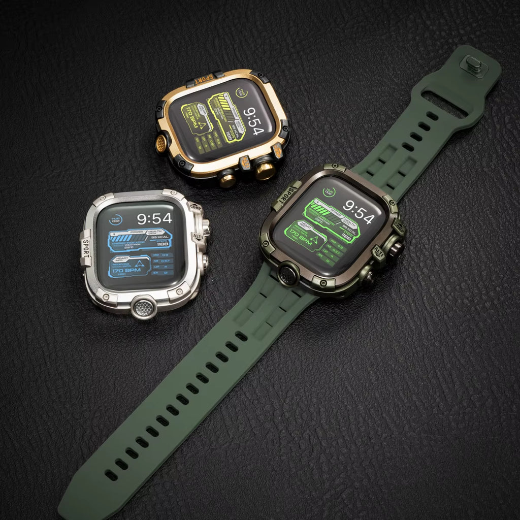 Armor Metal Case+Strap for  Watch Series 10 9 8 7 6 5 Se HD Glass Drop Resistant Waterproof Protect Cover Iwatch 44Mm 45Mm